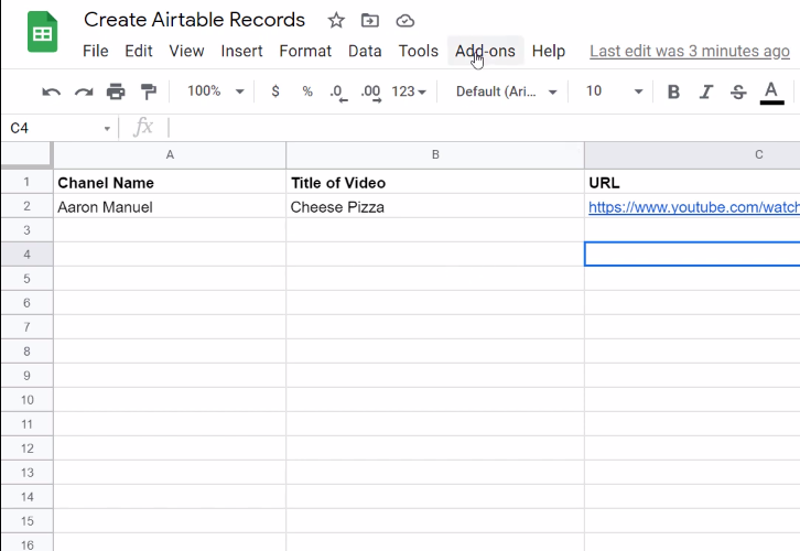 Create a Google Sheets