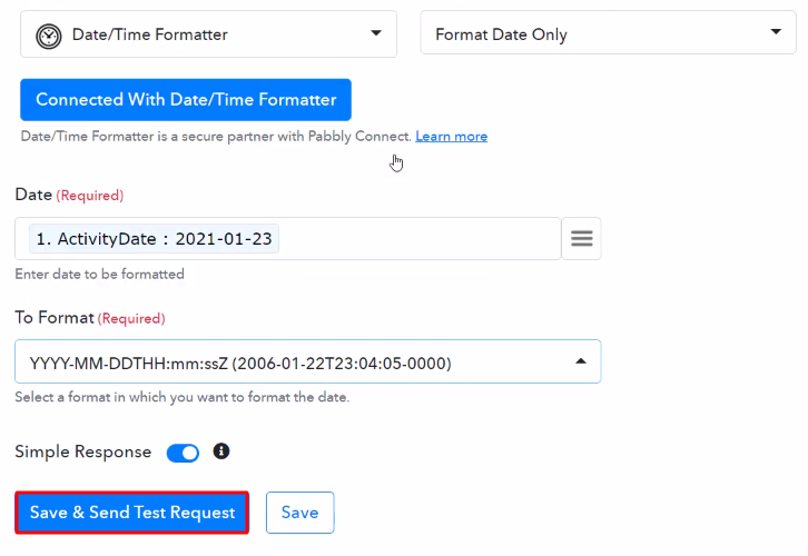 Map the Fields Date Formatter