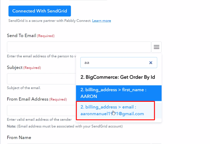 Map the Fields Sendgrid