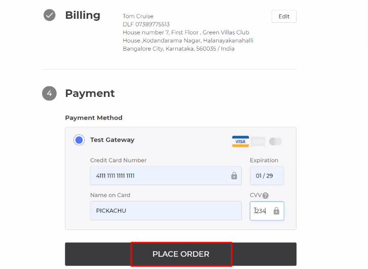 Place Order BigCommerce