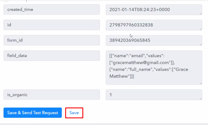 Save API Response Facebook