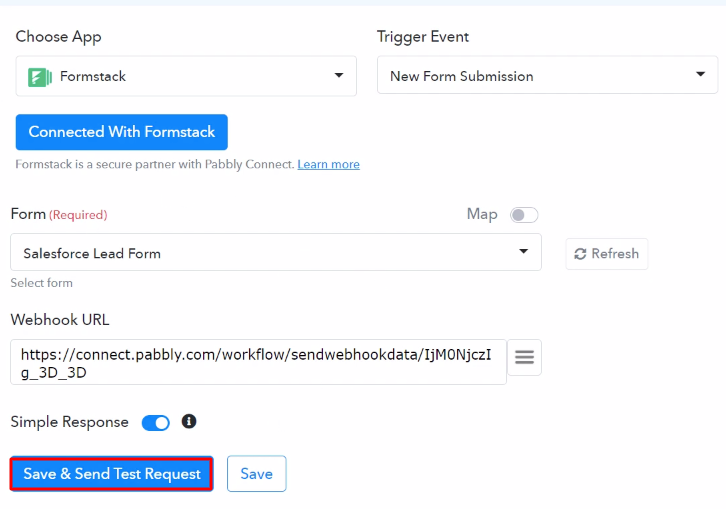 Send Test Request Formstack