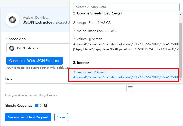 Map the Fields for Google Sheets to WhatsApp Integration