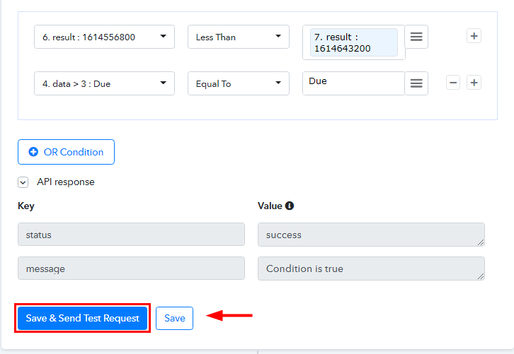 Save and Send Test Request for Google Sheets to WhatsApp Integration