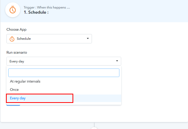 Select Run Scenario for Google Sheets to Gmail Integration