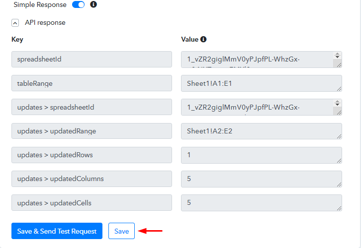 Check & Save Action Response for Elementor to Google Sheets