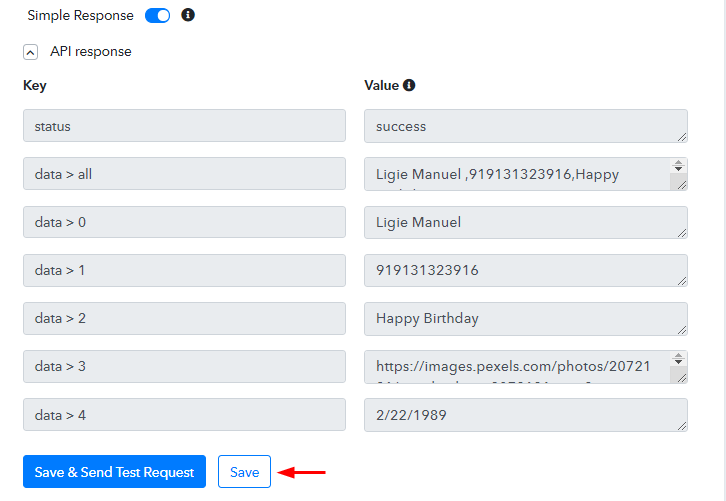 Check and Save JSON Extractor Response for Google Sheets to WhatsApp Integration