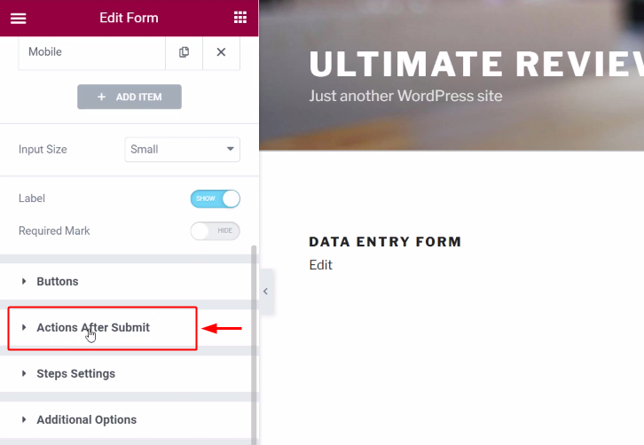 Click on Action After Submit for Elementor to Google Sheets