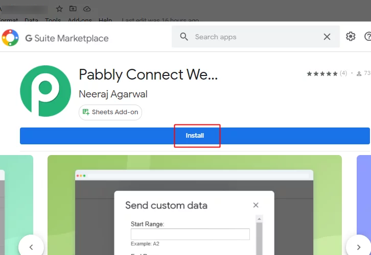 Install Pabbly Connect Webhook for Google Sheets to Gmail Integration