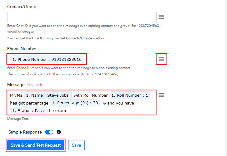 Map Fields & Send Test Request for Google Sheets to WhatsApp Integration