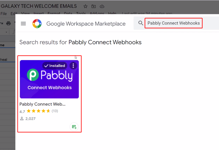 Pabbly Connect Webhook for Google Sheets to Gmail Integration