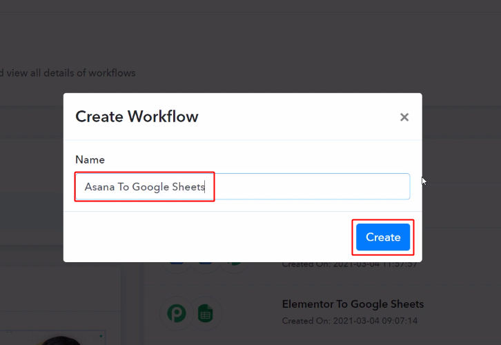 Workflow for Asana to Google Sheets