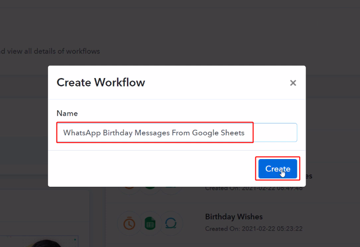 Workflow for Google Sheets to WhatsApp Integration