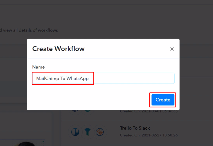 Workflow for Mailchimp to WhatsApp Integration