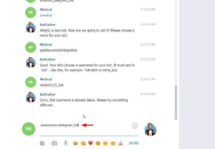 Add Bot Username to Send Telegram Notification for New WooCommerce Orders