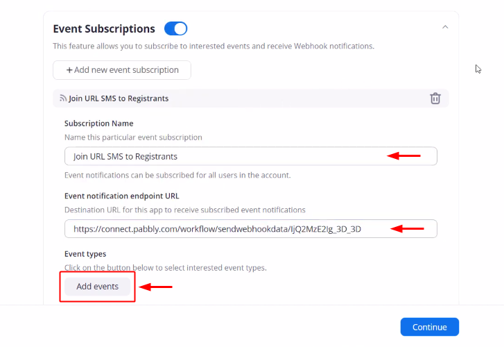 Add Event to Send Zoom Meeting Invite via SMS