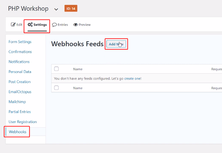 Add New Webhook