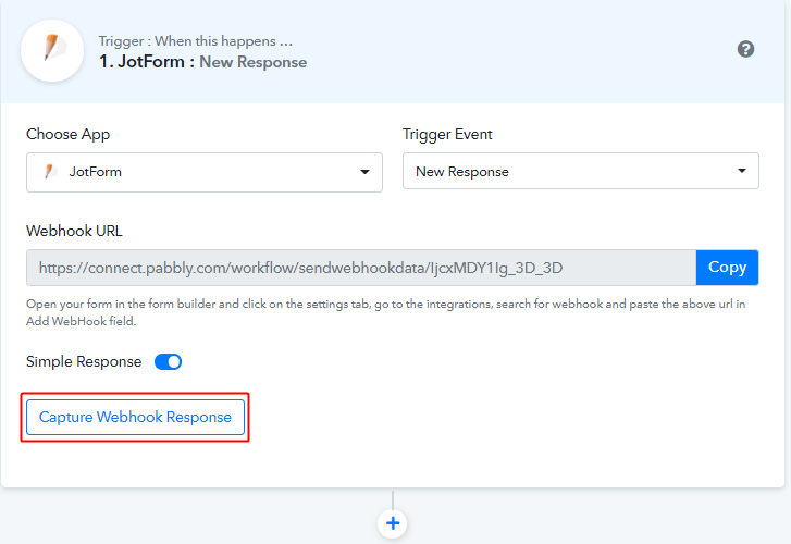 Capture Webhook Response to Send JotForm Submissions to Telegram Account