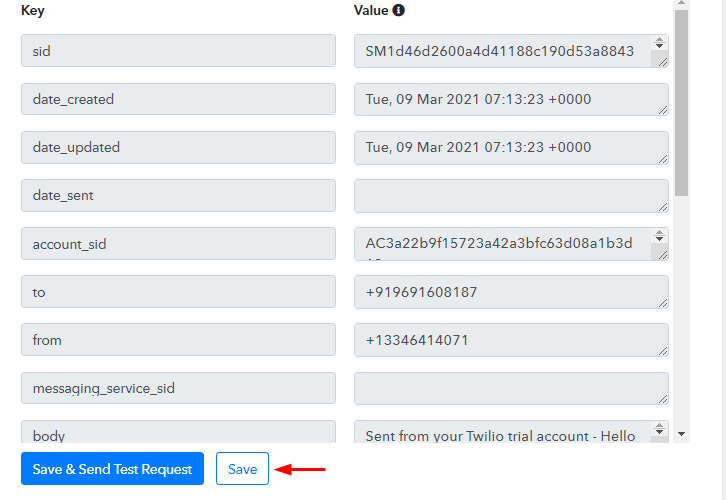 Check & Save Action API Response for Zoom to Twilio Integration