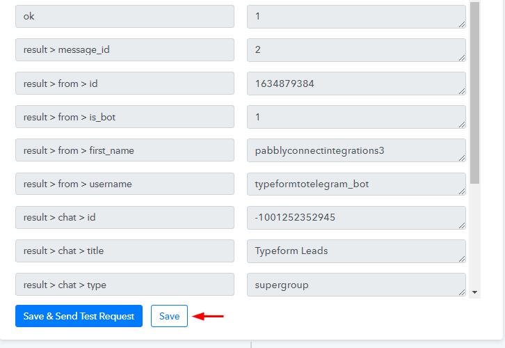 Check & Save the Action Response to Send Telegram Messages on Form Submissions