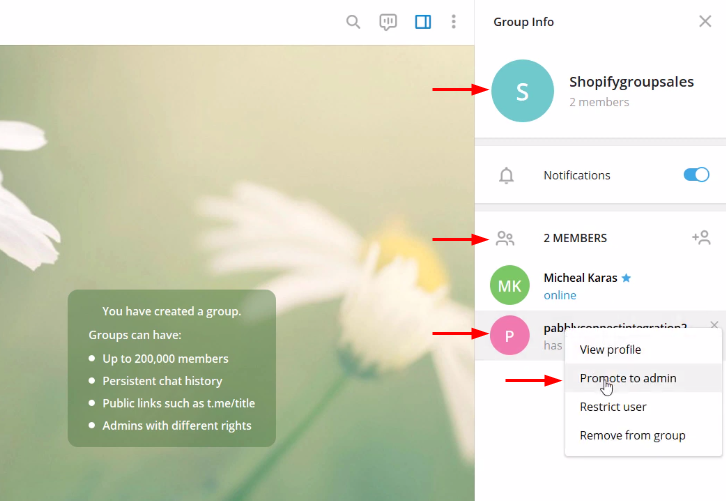 Create Group to Notify Your Team Members about New Shopify Orders