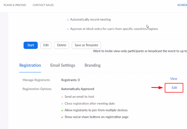 Edit Zoom Registration Form to Send Zoom Invite on WhatsApp