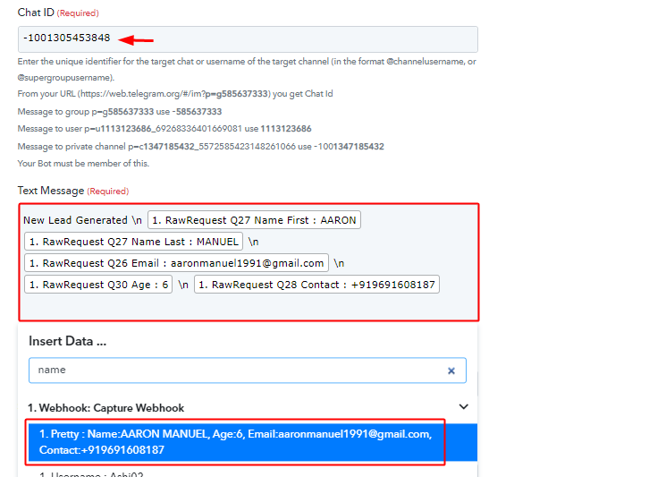 Map to Send JotForm Submissions to Telegram Account