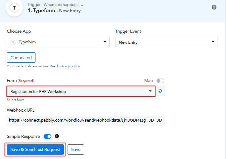 Select Form & Send Test Request to Send Telegram Messages on Form Submissions