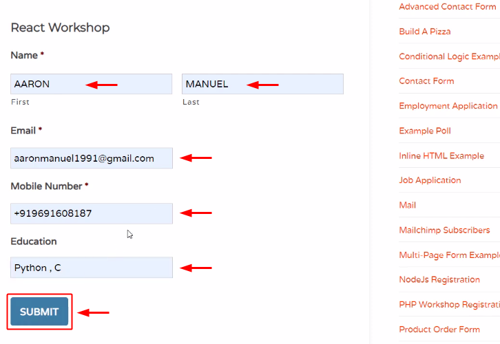 Submit Test Form to Send Telegram Messages for New Form Submissions