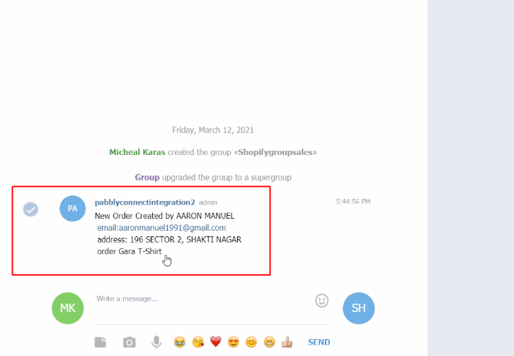 Telegram Message on Group to Notify Your Team Members about New Shopify Orders