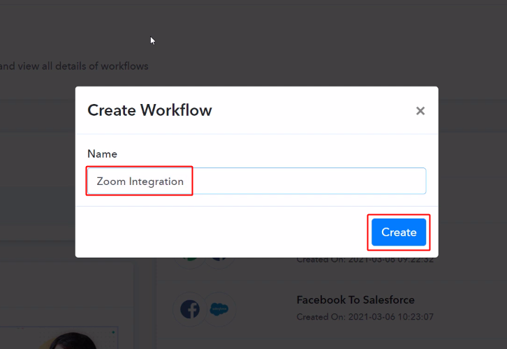 Workflow for Zoom to WhatsApp Integration